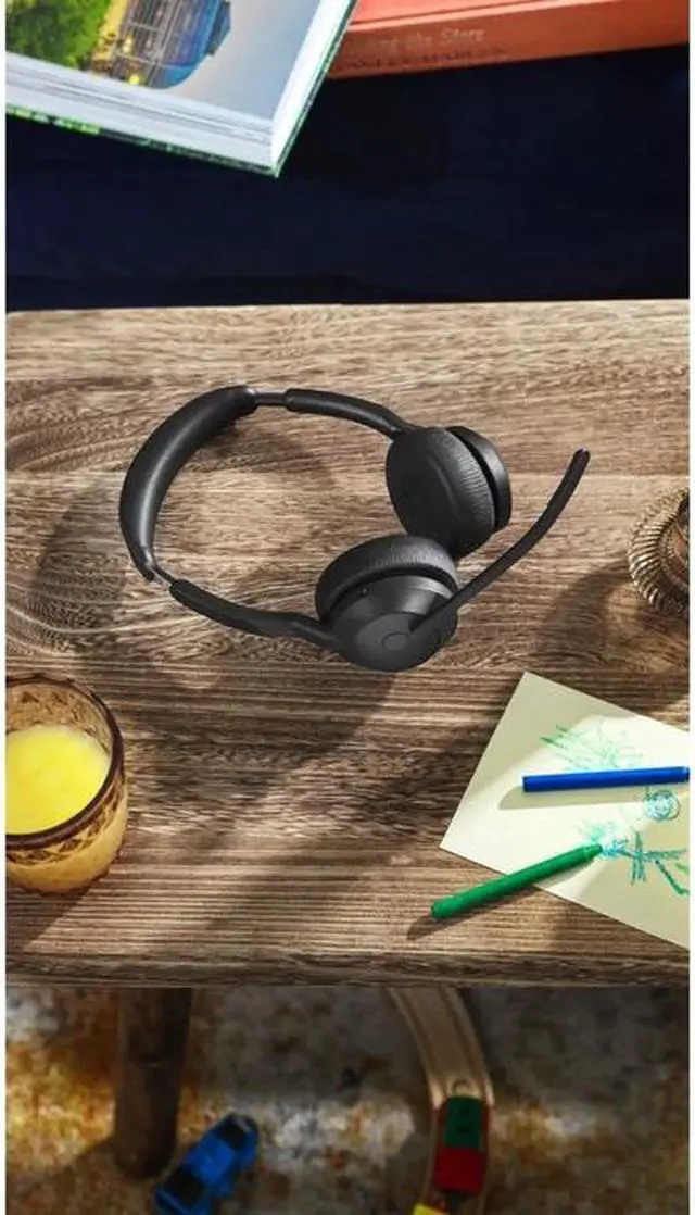 Alt view image 8 of 16 - Jabra Evolve2 55 MS Teams Headset - Stereo - Wireless - Bluetooth - USB-A - 98.4 ft - 20 Hz - 20 kHz - On-ear - Binaural - Supra-aural - MEMS Technology, Noise Cancelling Microphone - 25599-999-989-01
