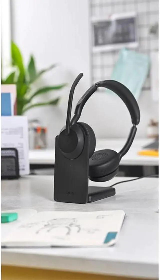 Alt view image 6 of 16 - Jabra Evolve2 55 MS Teams Headset - Stereo - Wireless - Bluetooth - USB-A - 98.4 ft - 20 Hz - 20 kHz - On-ear - Binaural - Supra-aural - MEMS Technology, Noise Cancelling Microphone - 25599-999-989-01