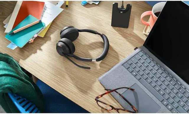 Alt view image 14 of 16 - Jabra Evolve2 55 MS Teams Headset - Stereo - Wireless - Bluetooth - USB-A - 98.4 ft - 20 Hz - 20 kHz - On-ear - Binaural - Supra-aural - MEMS Technology, Noise Cancelling Microphone - 25599-999-989-01