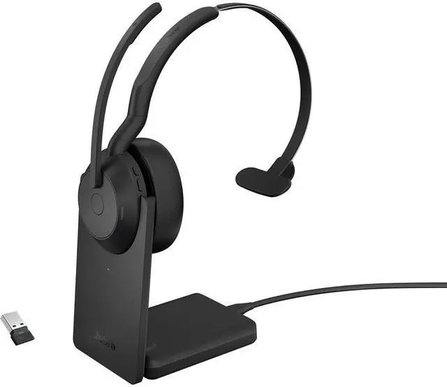 Alt view image 5 of 16 - Jabra Evolve2 55 MS Teams Headset - Stereo - Wireless - Bluetooth - USB-A - 98.4 ft - 20 Hz - 20 kHz - On-ear - Binaural - Supra-aural - MEMS Technology, Noise Cancelling Microphone - 25599-999-989-01