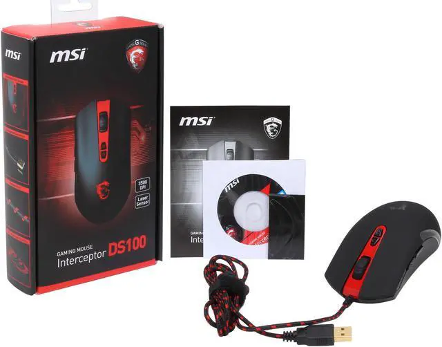Alt view image 4 of 4 - MSI Interceptor DS100 S12-0401130-EB5 Black & Red 8 Buttons 1 x Wheel USB Wired Laser Gaming Mouse