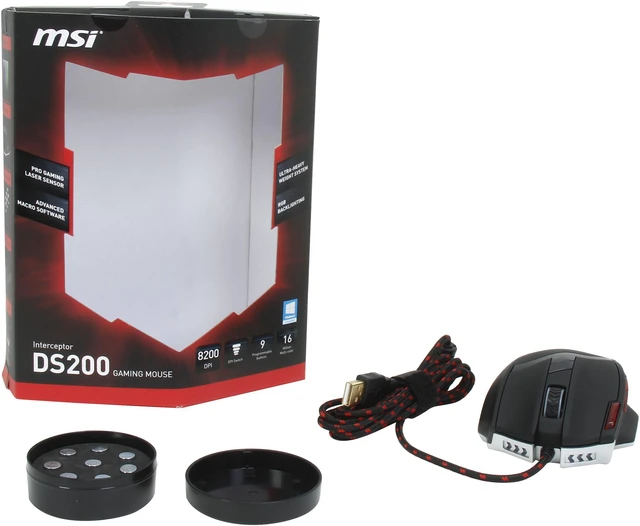 Alt view image 6 of 6 - MSI DS200 S12-0401170-EB5 Black & Red 9 Buttons 1 x Wheel USB Wired Mouse