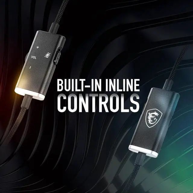 Alt view image 7 of 11 - MSI Immerse GH20 Wired Gaming Headset, Adjustable Lightweight Design, Volume Inline Controls, Glasses-Friendly Ear Cups, 3.5mm Audio Jack, PC/Mac/PS4/Xbox