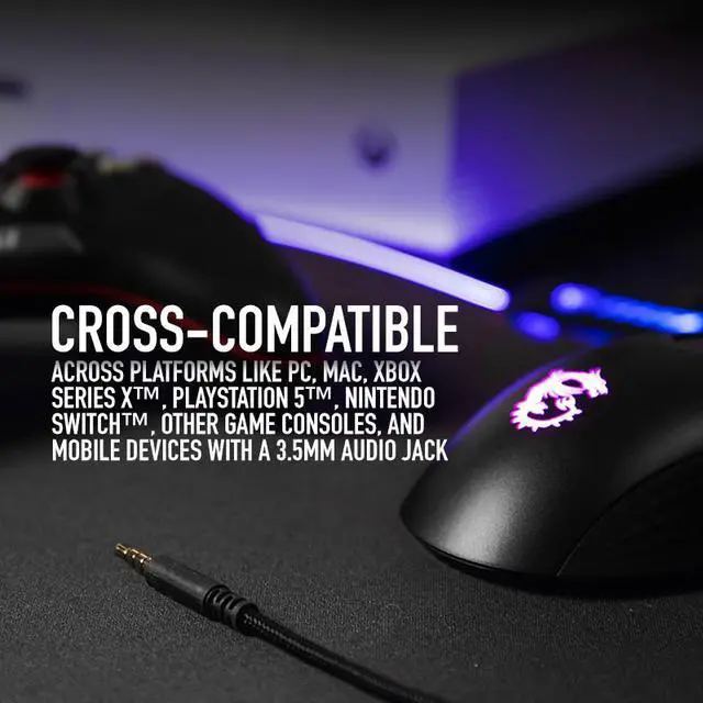 Alt view image 8 of 11 - MSI Immerse GH20 Wired Gaming Headset, Adjustable Lightweight Design, Volume Inline Controls, Glasses-Friendly Ear Cups, 3.5mm Audio Jack, PC/Mac/PS4/Xbox