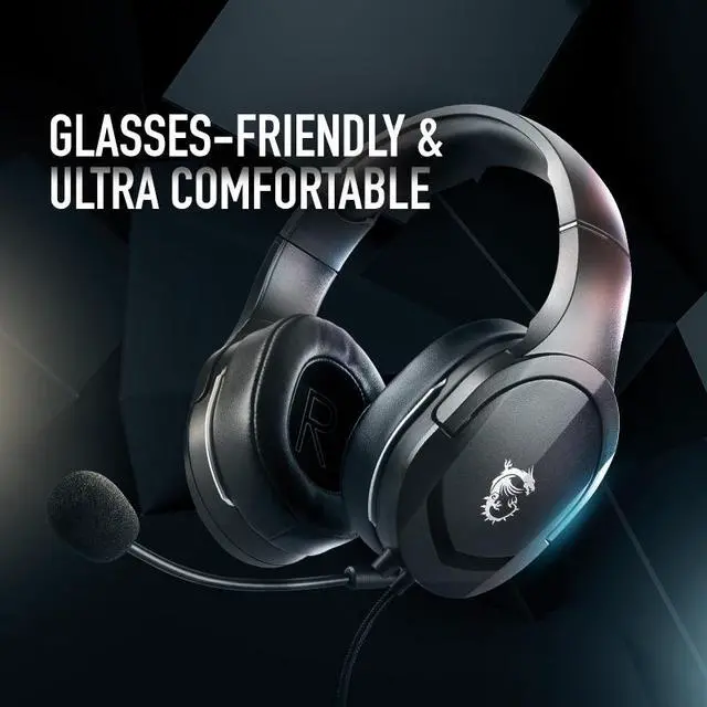 Alt view image 9 of 11 - MSI Immerse GH20 Wired Gaming Headset, Adjustable Lightweight Design, Volume Inline Controls, Glasses-Friendly Ear Cups, 3.5mm Audio Jack, PC/Mac/PS4/Xbox