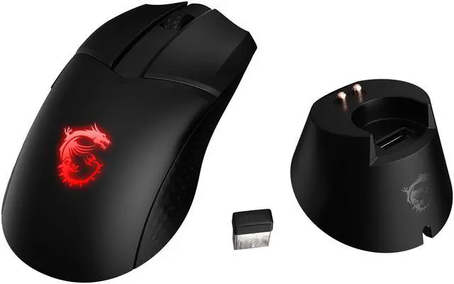 Alt view image 12 of 20 - MSI Clutch GM41 Lightweight Wireless Gaming Mouse & Charging Dock, 20,000 DPI, 60M Omron Switches, Fast-Charging 80Hr Battery, RGB Mystic Light, 6 Programmable Buttons, PC/Mac