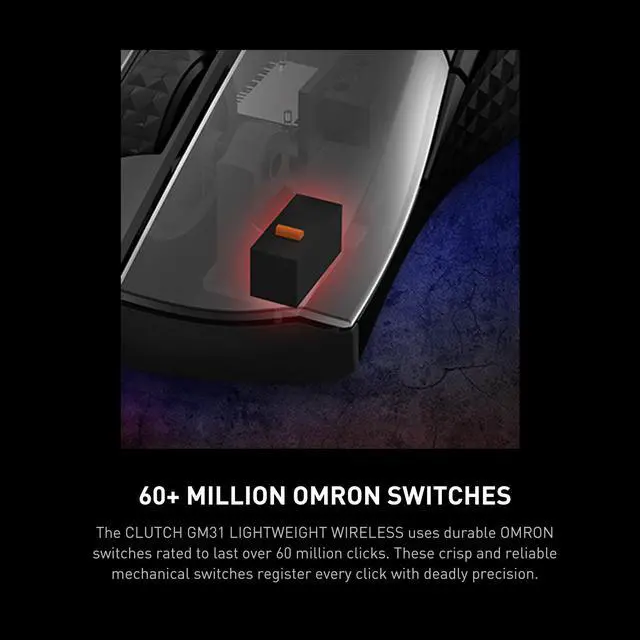 Alt view image 7 of 16 - MSI Clutch GM31 Lightweight Wireless Ergonomic Gaming Mouse & Charging Dock, 12K DPI Optical Sensor, 60M Omron Switches, Fast-Charging 110Hr Battery, RGB Mystic Light, 5 Programmable Buttons, PC/Mac