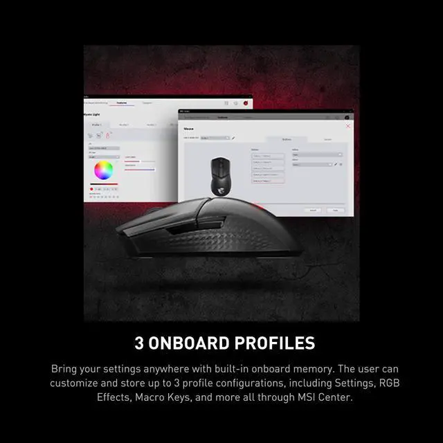 Alt view image 12 of 16 - MSI Clutch GM31 Lightweight Wireless Ergonomic Gaming Mouse & Charging Dock, 12K DPI Optical Sensor, 60M Omron Switches, Fast-Charging 110Hr Battery, RGB Mystic Light, 5 Programmable Buttons, PC/Mac