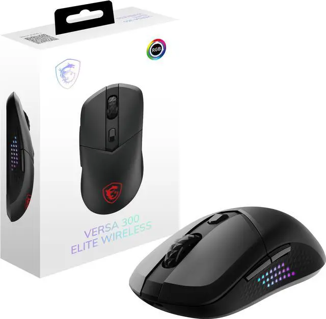 Alt view image 11 of 12 - MSI VERSA300 ELITE 2.4 GHz Wireless (MSI Swiftspeed) Bluetooth 5.3 USB 2.0 Optical RGB Gaming Mouse, Up to 26000 DPI, 60 Million Clicks