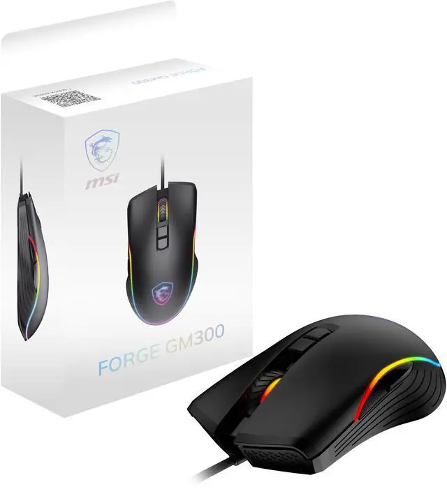 Alt view image 8 of 8 - MSI Forge GM300 Lightweight Gaming Mouse - USB, RGB, Adjustable up to 7200 DPI - Black