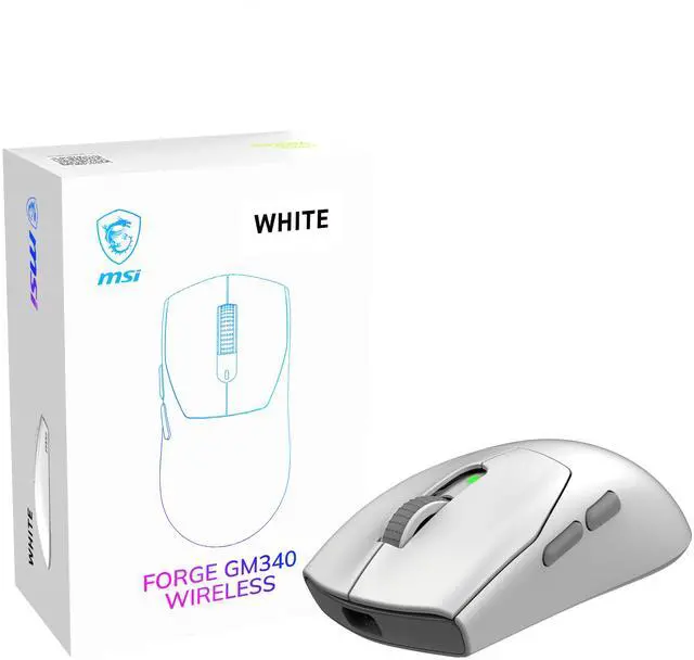 Main image of MSI FORGE GM340 Wireless Gaming Mouse - White, PixArt PAW3311 12K DPI, Tri-Mode (2.4GHz/Bluetooth 5.3/USB), 57g Ultra-Lightweight, 1000Hz
