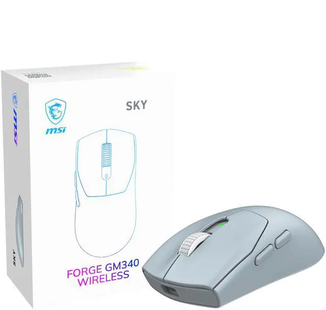 Main image of MSI FORGE GM340 Wireless Gaming Mouse- Sky, PixArt PAW3311 12K DPI, Tri-Mode (2.4GHz/Bluetooth 5.3/USB), 57g Ultra-Lightweight, 1000Hz