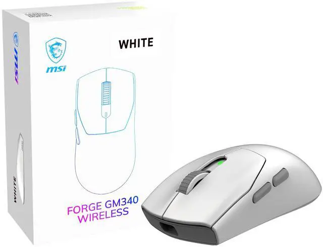 Main image of MSI FORGE GM340 FORGEGM340W White 6 Buttons 1 x Wheel USB 2.0 2.4 GHz Wireless / Bluetooth 5.2 / USB 2.0 Optical Gaming Mouse