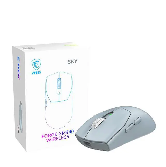 Alt view image 12 of 12 - MSI FORGE GM340 FORGEGM340S Sky 6 Buttons 1 x Wheel USB 2.0 2.4 GHz Wireless / Bluetooth 5.2 / USB 2.0 Optical Gaming Mouse