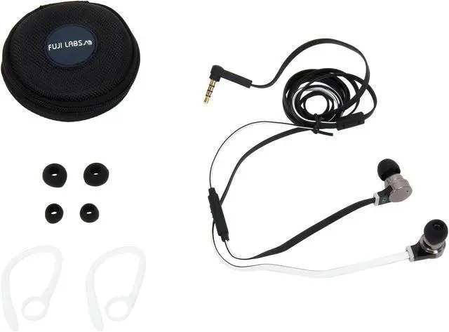 Alt view image 6 of 7 - Fuji Labs White AUFJ-SQWBS306WH 3.5mm Connector Sonique SQ306 Premium Beryllium In-Ear Headphones with In-line Mic