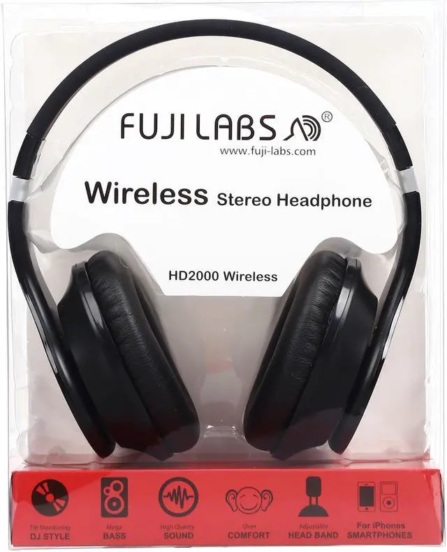 Alt view image 7 of 7 - Fuji Labs Wireless HD2000 Professional Stereo Headphones - Black