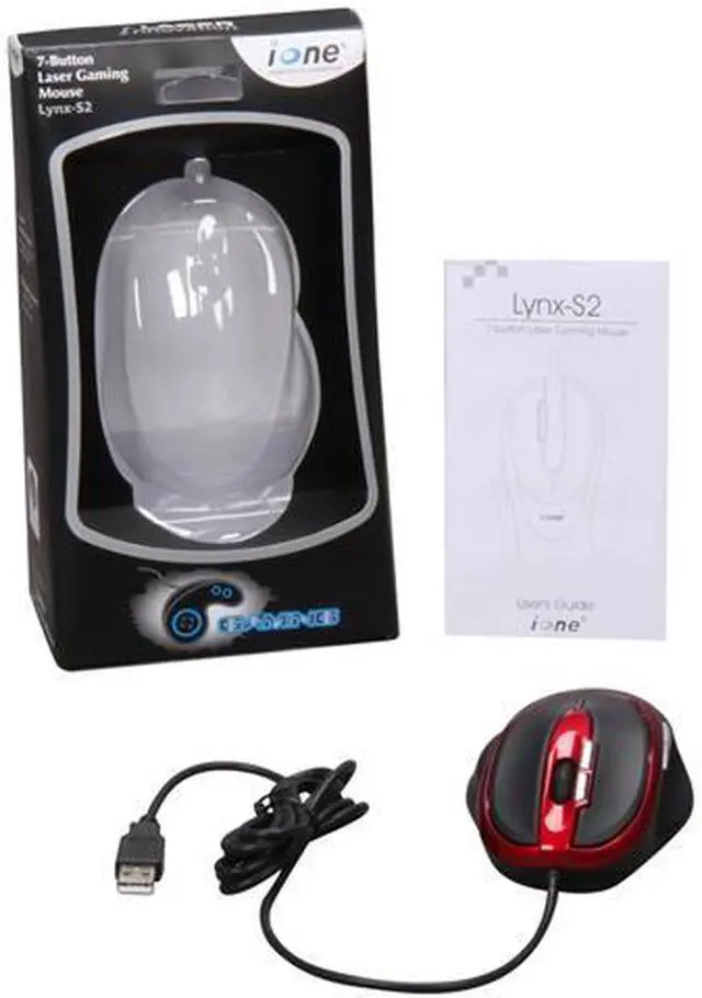 Alt view image 5 of 5 - QUMAX Lynx S2-Red Red/Black 7 Buttons 1 x Wheel Wired Laser Gaming Mouse