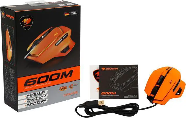 Alt view image 5 of 5 - Cougar 600M Orange MOC600O 8200 dpi 16.8 Million Colors Gold Plated USB Laser Performance Gaming Mouse, 32bit ARM Processor 512KB On-Board Memory & UIX Interface System