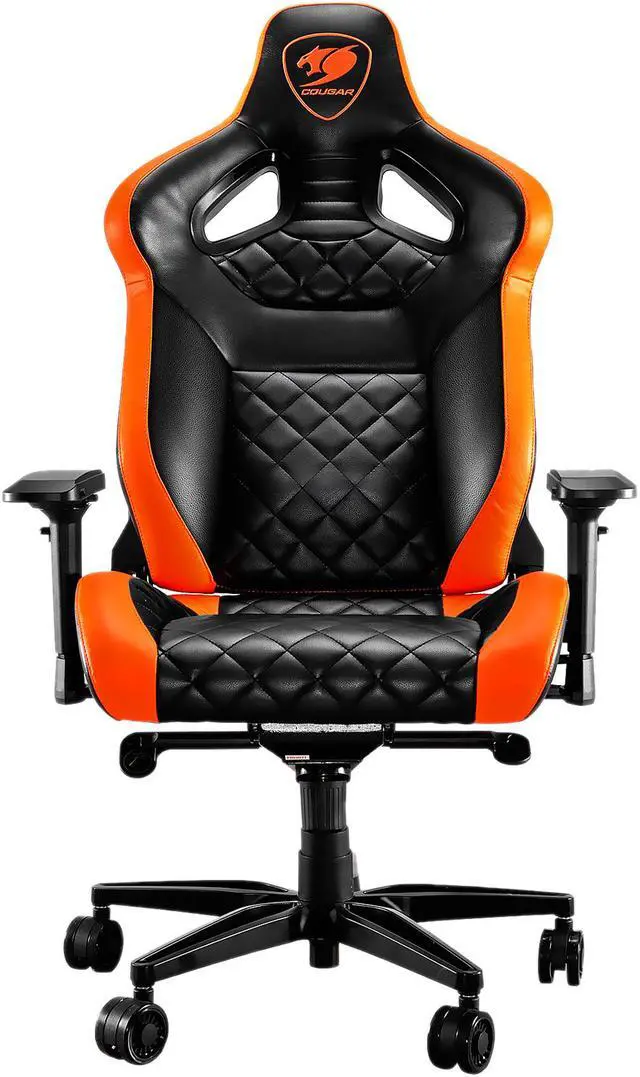 Alt view image 6 of 9 - Cougar Armor Titan (Orange) Ultimate Gaming Chair with Premium Breathable PVC Leather, 352.0 lbs. Support, 170 Degree Reclining