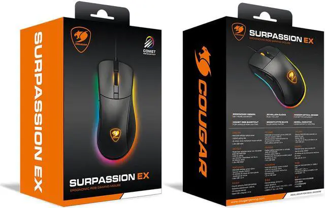 Alt view image 7 of 7 - COUGAR Surpassion EX RGB Black 6 Buttons 1 x Wheel USB Wired Optical 6400 dpi Gaming Mouse