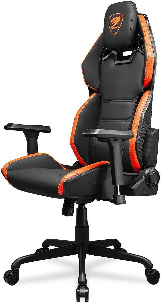 Alt view image 2 of 8 - Cougar Hotrod Gaming Chair - Orange/Black - Ergonomic Design, Premium Breathable PVC Leather - 3D Adjustable Armrest - Reclaining Backrest up to 150° - Tilt Mechanism (3MARXORB.0001)