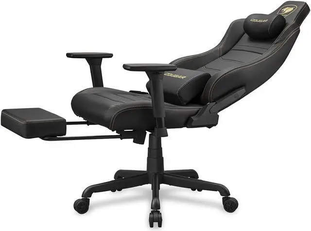 Alt view image 7 of 9 - Cougar Armor Evo S Black Gaming, with Retractable Footrest, Ergonomic, Premium Breathable PVC Leather - 3D Adjustable Armrest - Reclaining Backrest up to 155º  - Tilt Mechanism, Black/Gold
