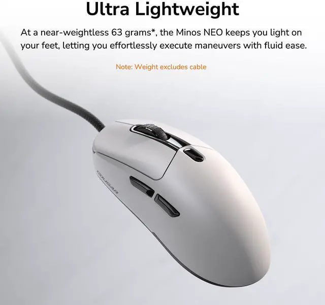 Alt view image 9 of 14 - COUGAR MINOS NEO MINOS NEO Black Black USB Wired Optical Gaming Mouse