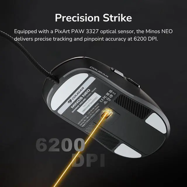 Alt view image 10 of 14 - COUGAR MINOS NEO MINOS NEO Black Black USB Wired Optical Gaming Mouse