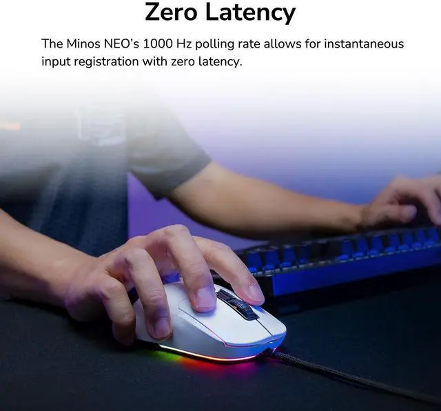 Alt view image 10 of 10 - COUGAR MINOS NEO MINOS NEO White White USB Wired Optical Gaming Mouse