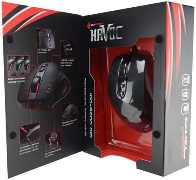 Alt view image 10 of 10 - CM Storm Havoc - High Performance 8200 DPI Laser Gaming Mouse with Extra Durable Omron Microswitches