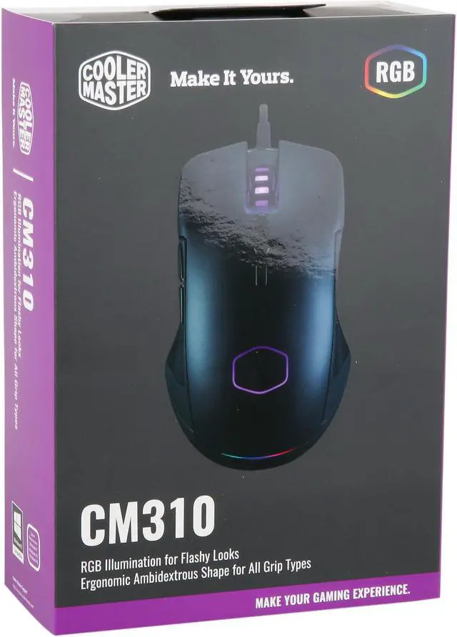Alt view image 8 of 8 - COOLER MASTER CM310 Black Wired Optical RGB Gaming Mouse - CM-310-KKWO2