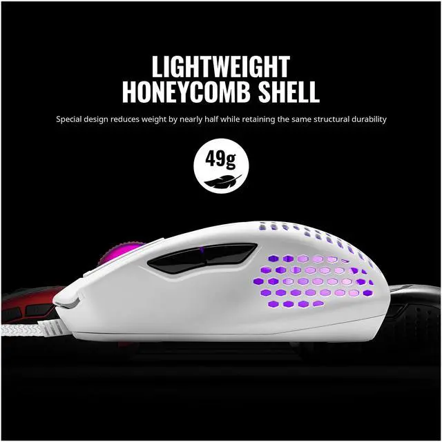 Alt view image 8 of 13 - COOLER MASTER MM720 MM-720-WWOL2 White Glossy 6 Buttons Wired Optical Gaming Mouse