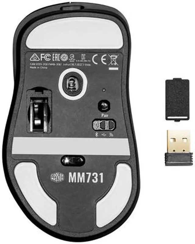 Alt view image 4 of 5 - Cooler Master MM731 Black Gaming Mouse with adjustable 19,000 DPI, 2.4GHz and Bluetooth Wireless, PTFE Feet, RGB lighting and MasterPlus+ Software