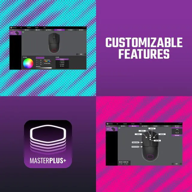 Alt view image 7 of 14 - COOLER MASTER MM712 Matte Black Matte Black 6 Buttons 1 x Wheel USB Wired/2.4GHz/BT 5.1 Pixart Optical Sensor Gaming Mice