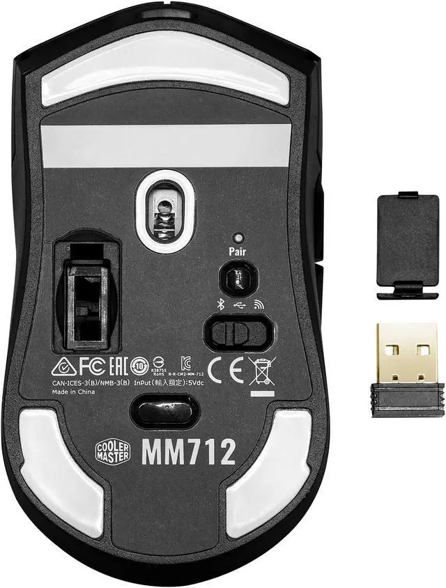 Alt view image 13 of 14 - COOLER MASTER MM712 Matte Black Matte Black 6 Buttons 1 x Wheel USB Wired/2.4GHz/BT 5.1 Pixart Optical Sensor Gaming Mice