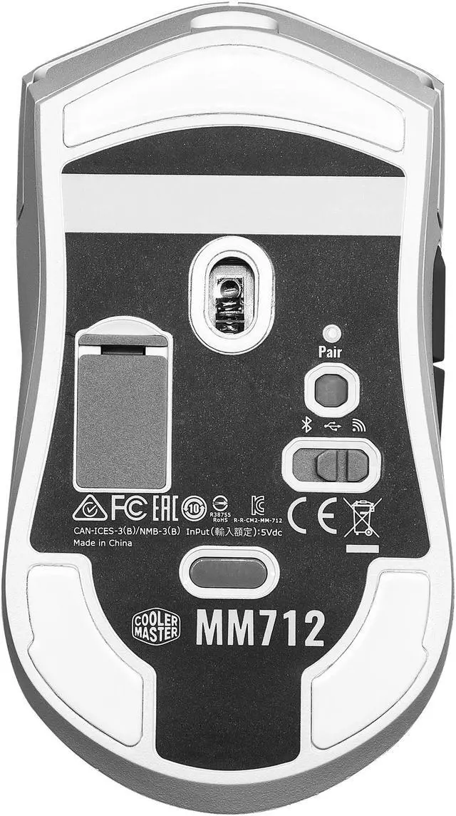 Alt view image 12 of 14 - COOLER MASTER MM712 Matte White Matte White 6 Buttons 1 x Wheel USB Wired/2.4GHz/BT 5.1 Pixart Optical Sensor Gaming Mice