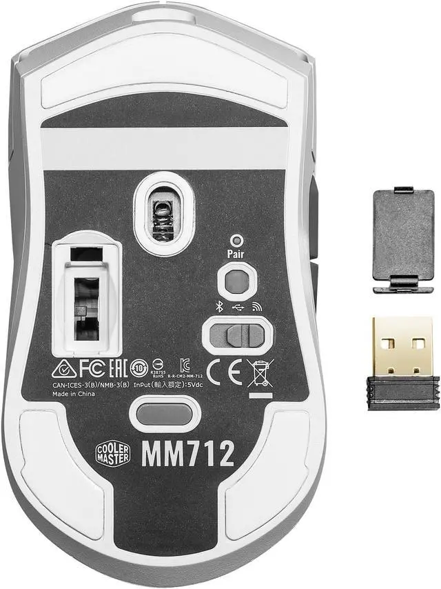 Alt view image 13 of 14 - COOLER MASTER MM712 Matte White Matte White 6 Buttons 1 x Wheel USB Wired/2.4GHz/BT 5.1 Pixart Optical Sensor Gaming Mice