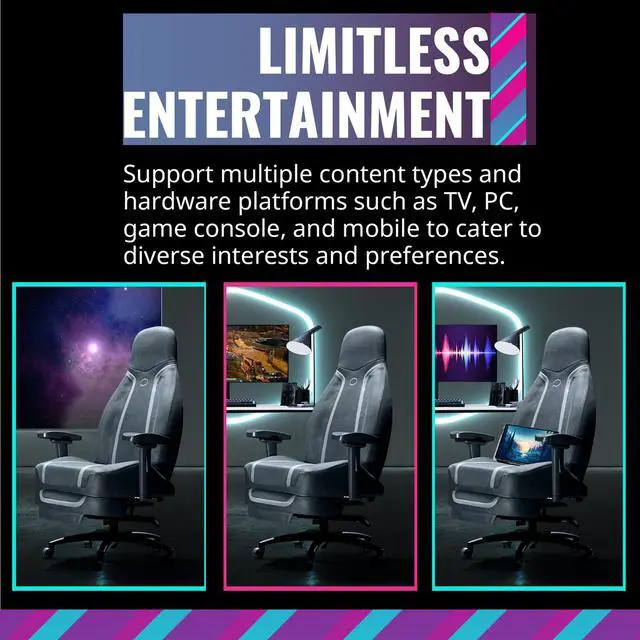 Alt view image 3 of 14 - Cooler Master Synk X Lunar Gray Ergonomic Real-Time Tactile Immersion Chair, Retractable Leg Rest, All-in-one Controller, Breathable Fabric, Stable Rolling Base, Solid Structure (IXC-SX1-I-US1)