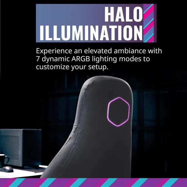 Alt view image 7 of 14 - Cooler Master Synk X Lunar Gray Ergonomic Real-Time Tactile Immersion Chair, Retractable Leg Rest, All-in-one Controller, Breathable Fabric, Stable Rolling Base, Solid Structure (IXC-SX1-I-US1)