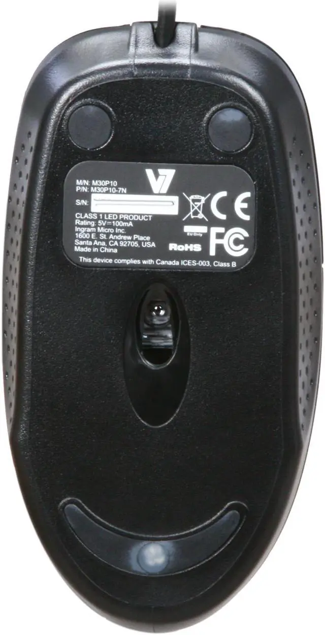 Alt view image 4 of 5 - V7 M30P10-7N Black 3 Buttons 1 x Wheel USB Wired Optical Mouse