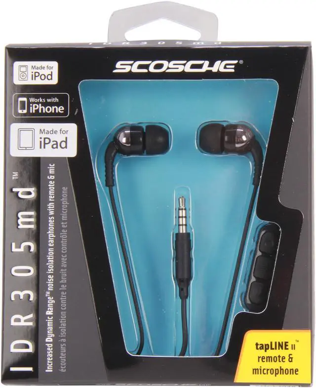 Alt view image 5 of 5 - Scosche IDR305MD Increased Dynamic Range Dark Earphones with tapLINE II and Mic