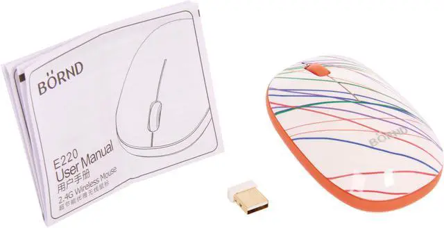 Alt view image 5 of 5 - BORND E220 3 Buttons 1 x Wheel USB 2.0 RF Wireless Optical Mouse - Slim-Rainbow