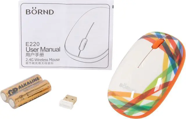 Alt view image 4 of 5 - BORND E220 3 Buttons 1 x Wheel USB 2.0 RF Wireless Optical Mouse - Wide-Rainbow