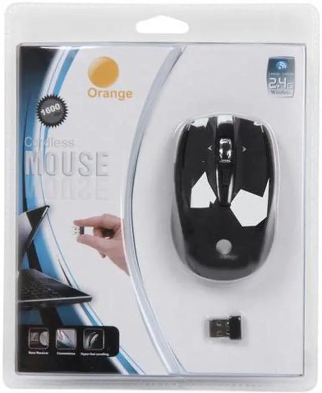 Alt view image 6 of 6 - Orange MOUW2020TB Black 5 Buttons 1 x Wheel USB RF Wireless Optical Mouse