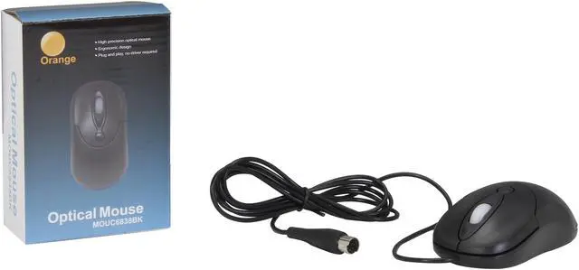 Alt view image 6 of 6 - Orange MOUC6838BK Black 3 Buttons 1 x Wheel PS/2 Wired Optical Mouse