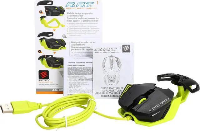 Alt view image 5 of 6 - Mad Catz R.A.T.1 MCB437260006/06/1 Green 6 Buttons Wired Gaming Mouse