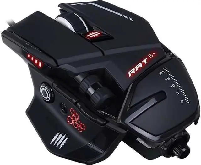 Main image of Mad Catz R.A.T. 6+ Optical Gaming Mouse MR04DCINBL000 Black 11 Buttons Wired Optical 12000 dpi Gaming Mouse