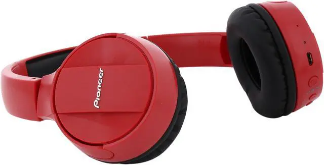 Pioneer SE-MJ553BT-R Over-Ear Wireless Stereo Headphones (Red