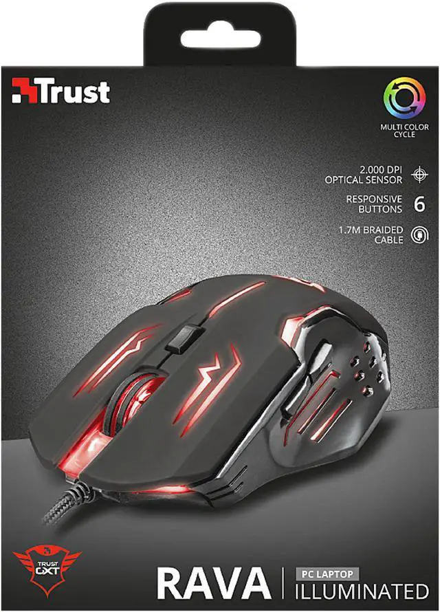 Alt view image 8 of 8 - Trust GXT 108 Rava Illuminated Gaming Mouse - 2000 dpi Gaming Mouse with 6 Buttons and Illuminated Top Cover