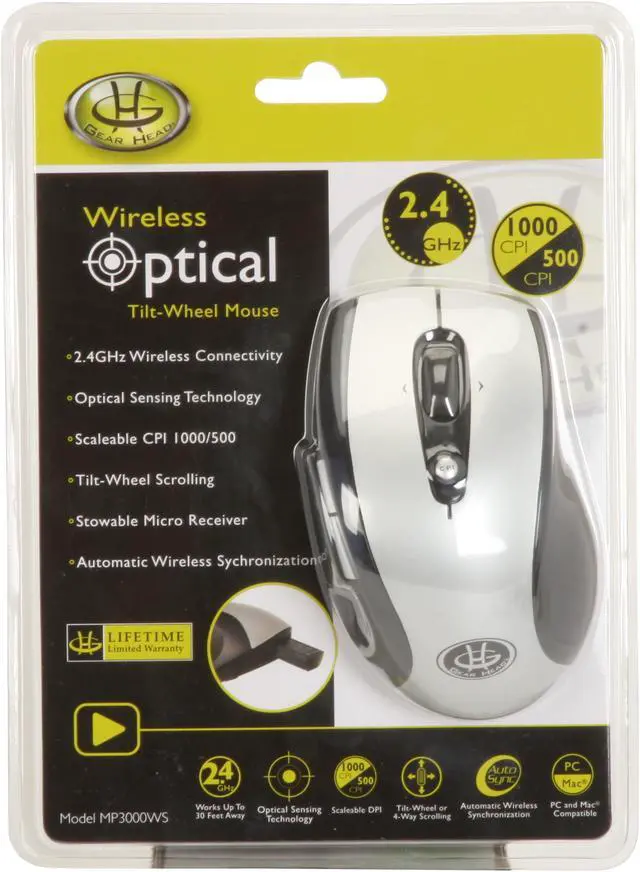 Alt view image 2 of 2 - GEAR HEAD MP3000WSU Tilt Wheel 2.4GHz Wireless Optical Mouse w/ Stow able Dongle